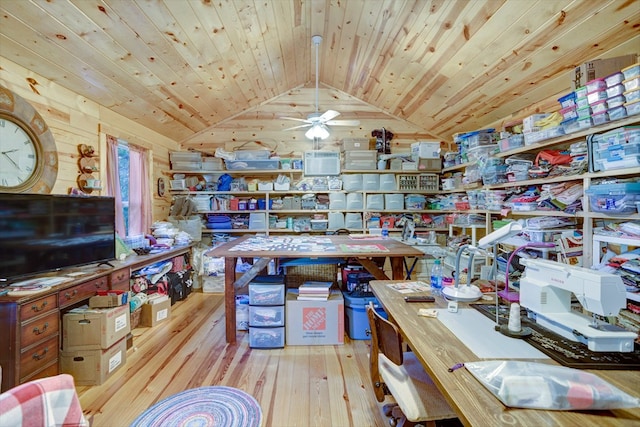 interior space featuring ceiling fan