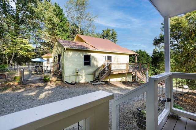 wooden balcony with a deck