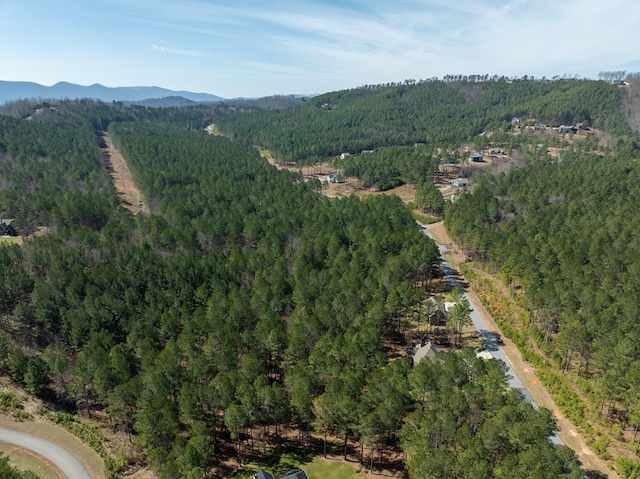 bird's eye view with a mountain view and a forest view