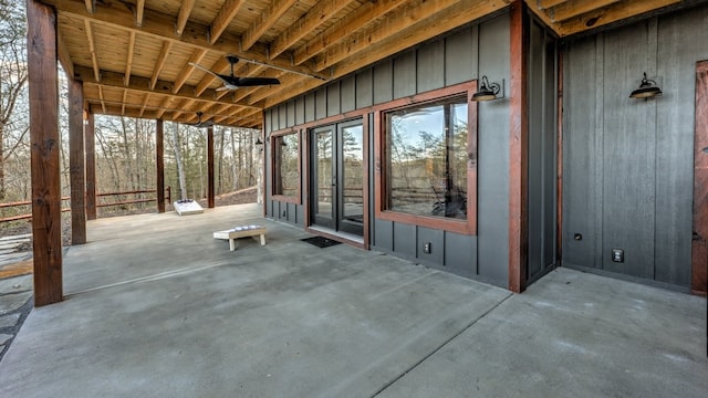 view of patio with a ceiling fan
