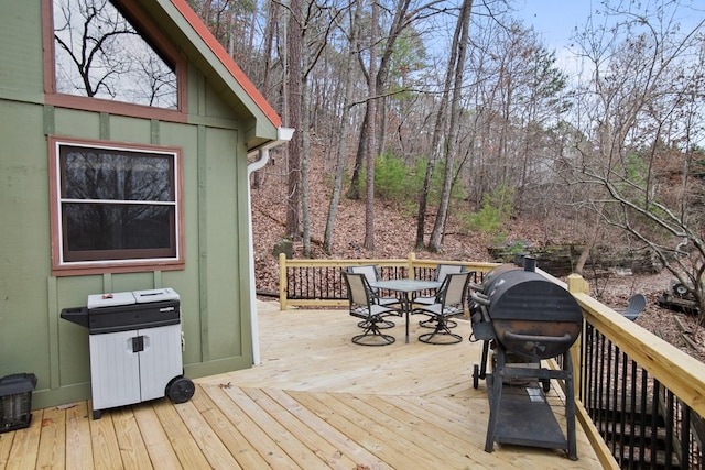 wooden deck featuring grilling area