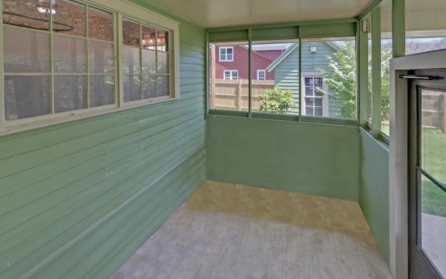 view of unfurnished sunroom