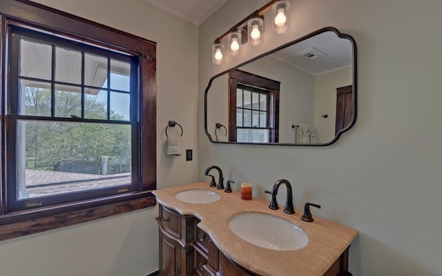 bathroom featuring a sink, visible vents, and plenty of natural light