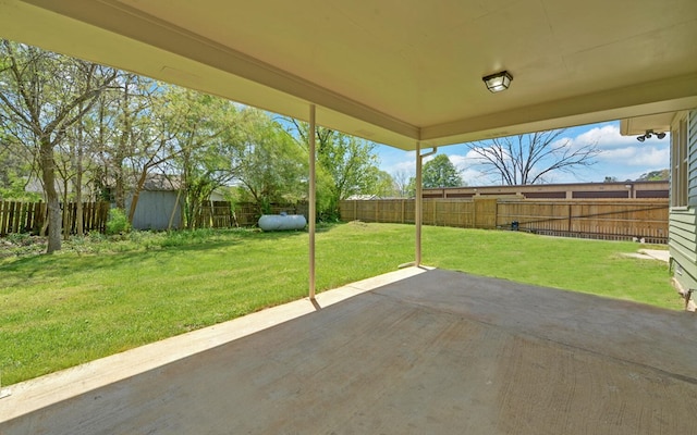 view of patio with a fenced backyard