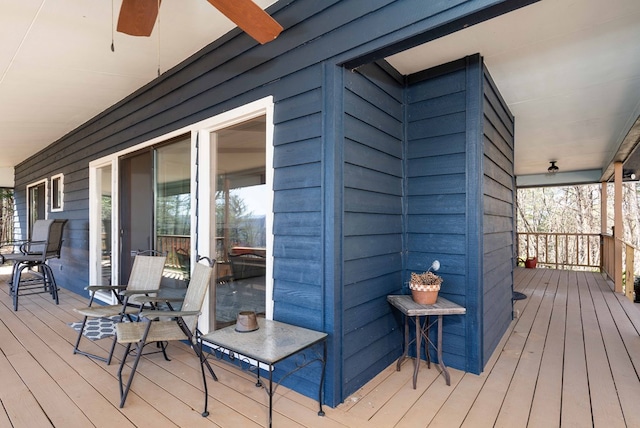 deck featuring a ceiling fan