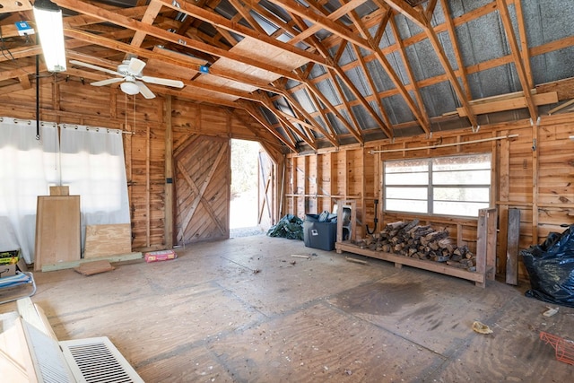 misc room with lofted ceiling