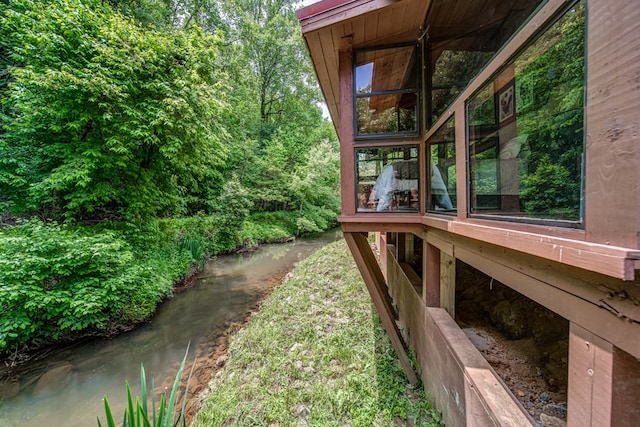 view of yard with a water view