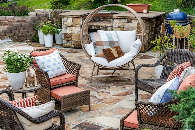 view of patio featuring grilling area and an outdoor hangout area