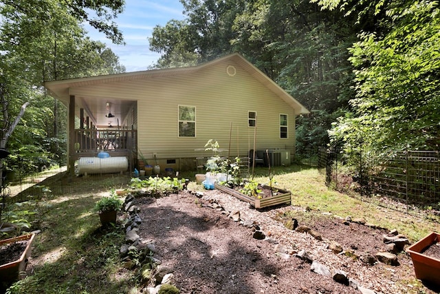 49 Hampton Ln, Hayesville, NC 28904 - back of house with a garden, crawl space, and cooling unit