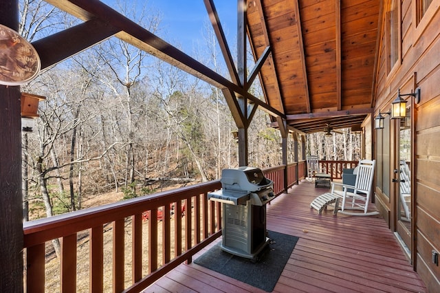 deck featuring grilling area