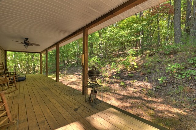 deck featuring ceiling fan