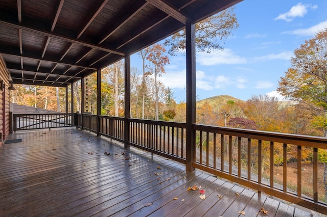 deck featuring a mountain view