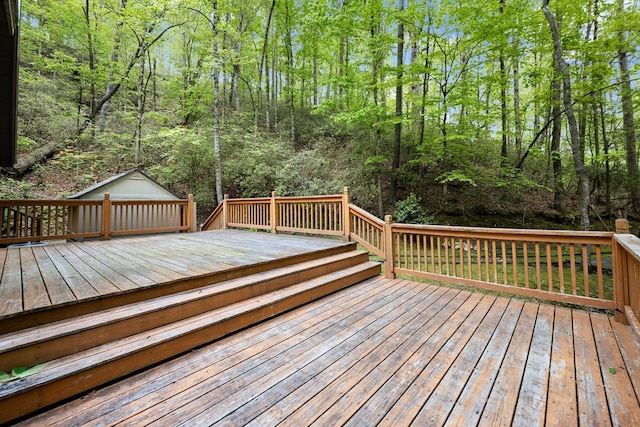 deck featuring an outbuilding
