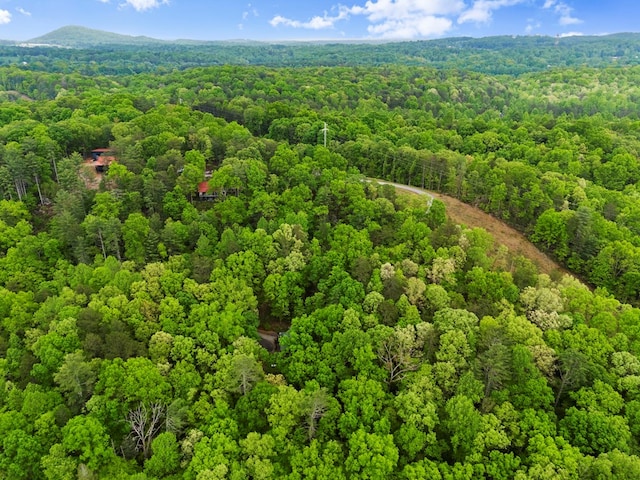 drone / aerial view featuring a view of trees