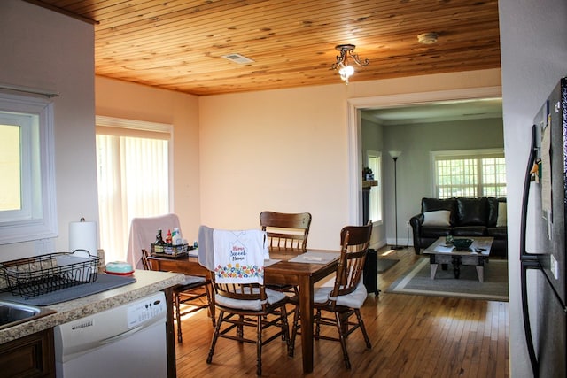 64 Cloe Moore Dr, Murphy, NC 28906 - dining space with hardwood / wood-style flooring and wood ceiling