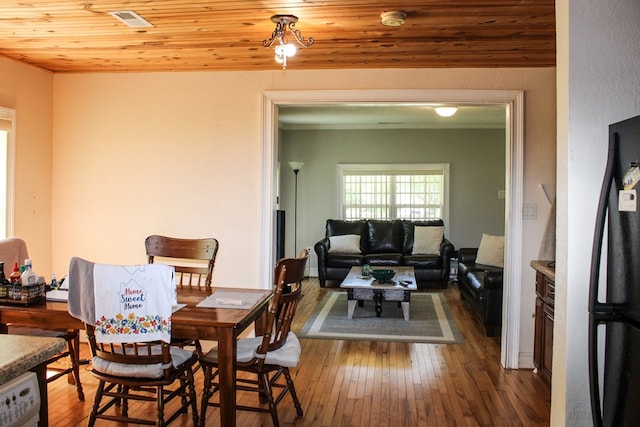 64 Cloe Moore Dr, Murphy, NC 28906 - dining area with wood-type flooring, washer / clothes dryer, and wooden ceiling