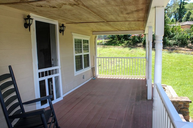 64 Cloe Moore Dr, Murphy, NC 28906 - wooden porch featuring a yard