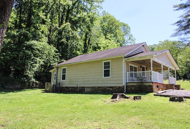 64 Cloe Moore Dr, Murphy, NC 28906 - view of side of property featuring a yard, crawl space, and covered porch