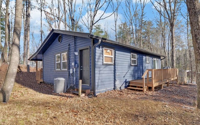 exterior space with a deck and cooling unit