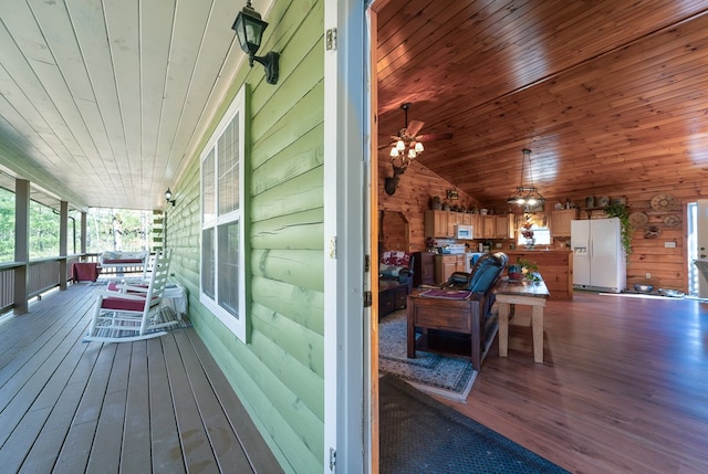 deck with covered porch