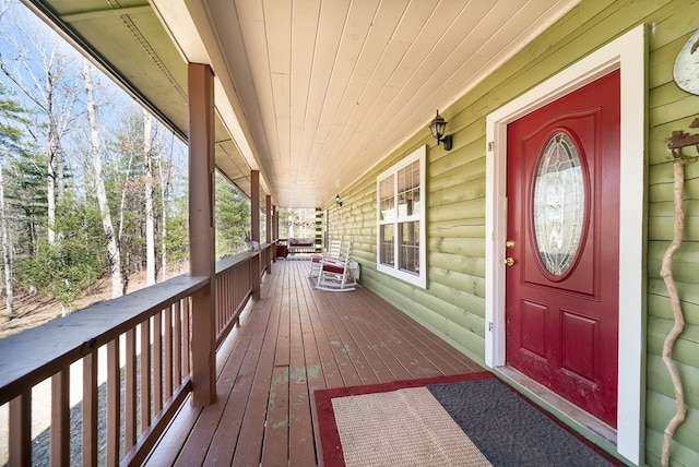 deck with a porch