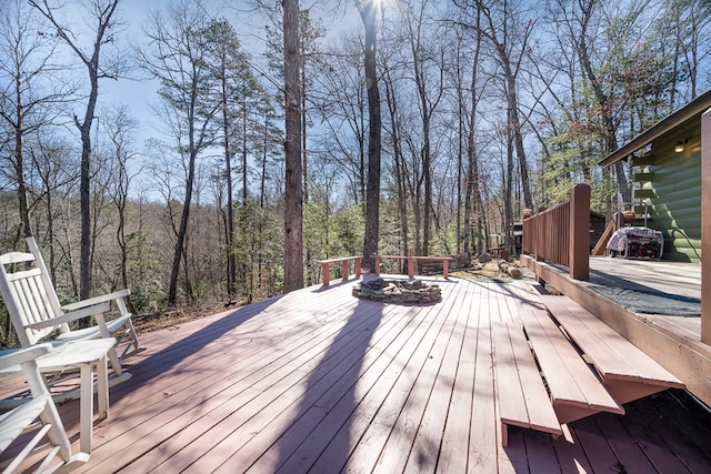 922 Liberty Cir, Murphy, NC 28906 - wooden terrace with a forest view
