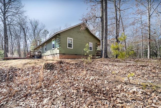 922 Liberty Cir, Murphy, NC 28906 - view of side of property with a wooden deck, log exterior, and crawl space