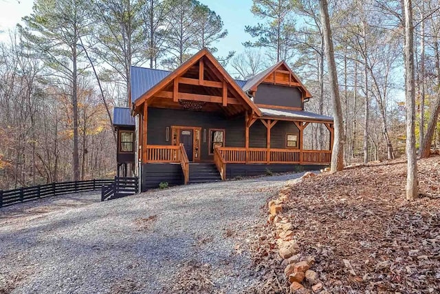 cabin with covered porch