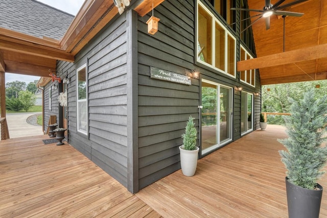 784 Sneaking Creek Dr, Hayesville, NC 28904 - deck with a ceiling fan