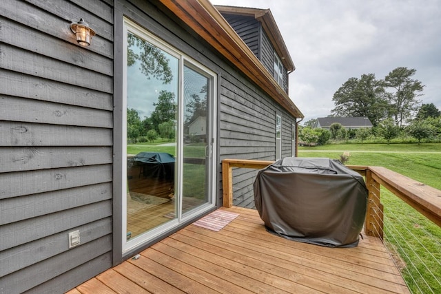784 Sneaking Creek Dr, Hayesville, NC 28904 - wooden terrace with area for grilling and a lawn