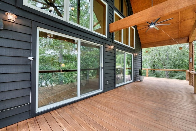 784 Sneaking Creek Dr, Hayesville, NC 28904 - wooden terrace featuring a ceiling fan
