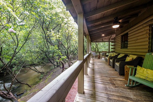 240 Donna Lee Ln, Mineral Bluff, GA 30559 - deck with outdoor lounge area and ceiling fan