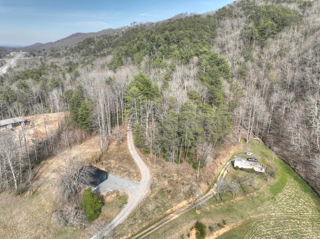 drone / aerial view with a mountain view