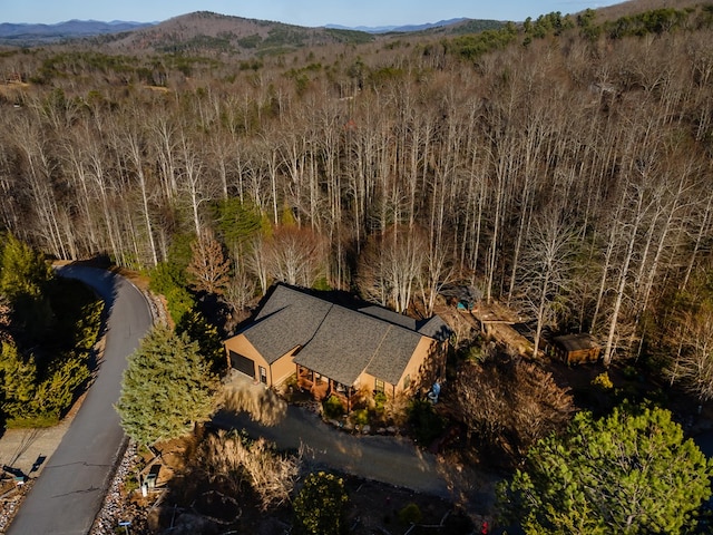 drone / aerial view with a mountain view