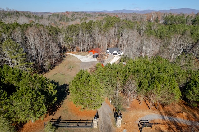 birds eye view of property featuring a mountain view