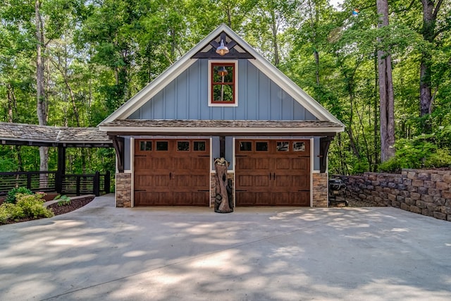 view of garage