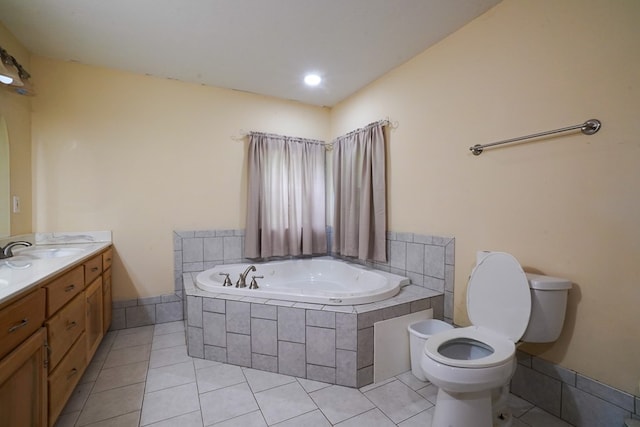 289 12 Point Rd, Blairsville, GA 30512 - bathroom featuring a garden tub, toilet, vanity, and tile patterned flooring
