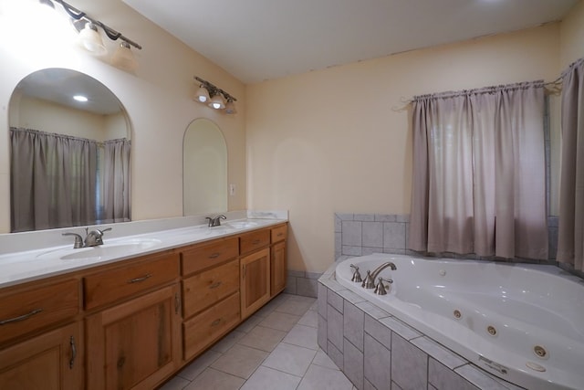289 12 Point Rd, Blairsville, GA 30512 - bathroom featuring tile patterned flooring, a jetted tub, and double vanity