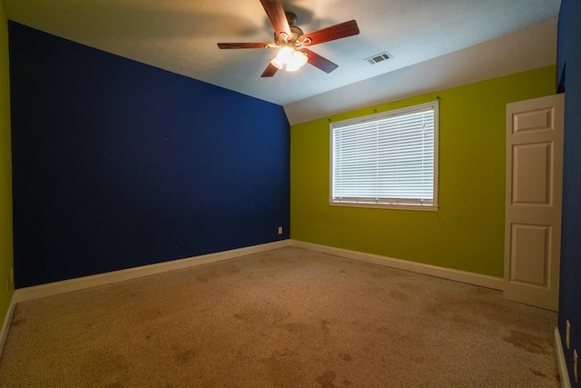 289 12 Point Rd, Blairsville, GA 30512 - empty room with carpet, ceiling fan, vaulted ceiling, and baseboards