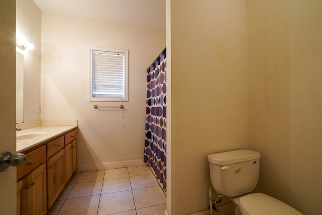 289 12 Point Rd, Blairsville, GA 30512 - bathroom with vanity, toilet, tile patterned floors, and a shower with curtain