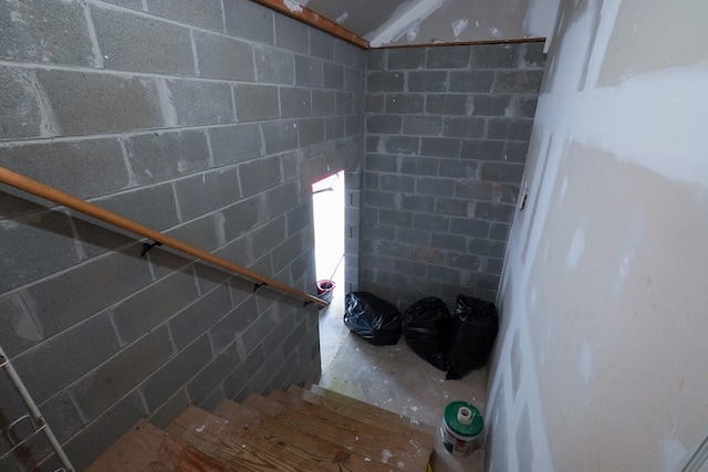 289 12 Point Rd, Blairsville, GA 30512 - staircase with concrete block wall
