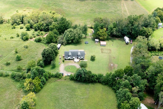 birds eye view of property featuring a rural view