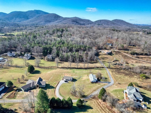 birds eye view of property with a mountain view