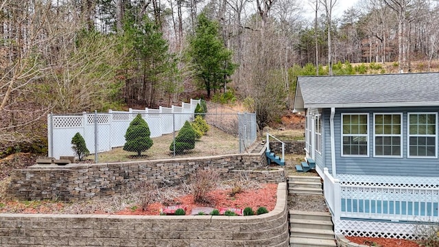 view of yard featuring fence