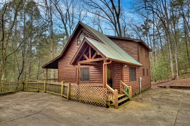 view of log home