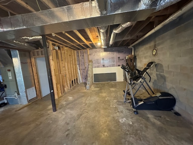 view of unfinished basement