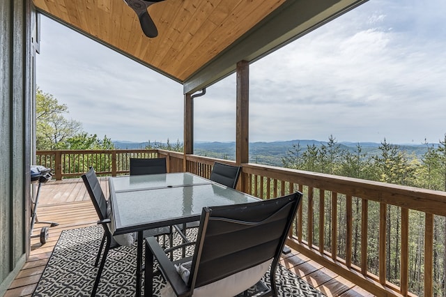 deck featuring ceiling fan