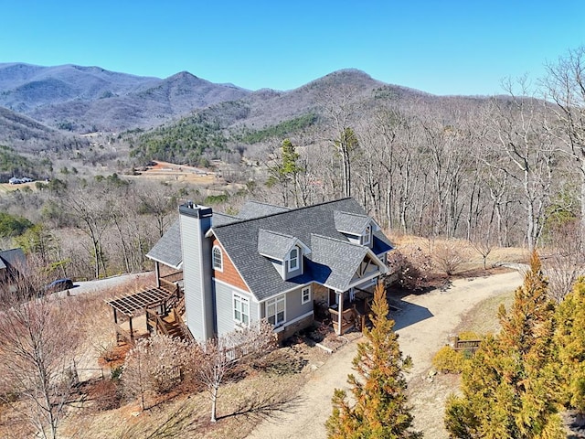 bird's eye view featuring a mountain view