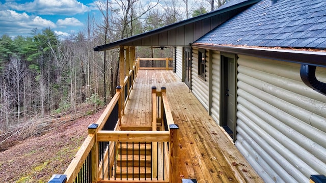 wooden deck with ceiling fan