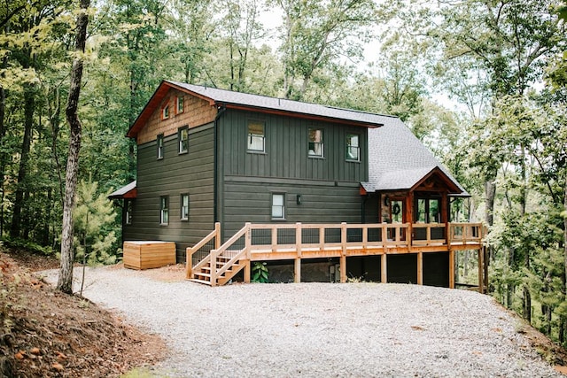 view of front of property with a deck